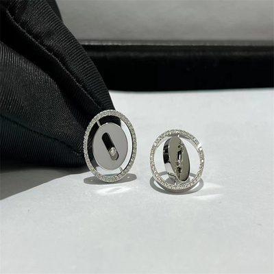 Custom 18k White Gold Diamond Earrings AU750 Gold Diamond Earrings Untuk Wanita