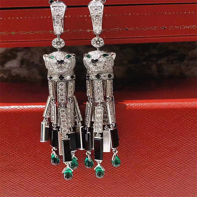 Perhiasan Custom Berlian 18k Emas Stud Earrings Brand Panther Earrings