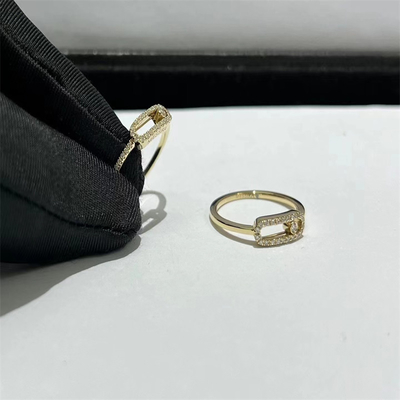 Perhiasan Custom 18k Emas Cincin Lucky Move AU750 Emas Diamond Cincin