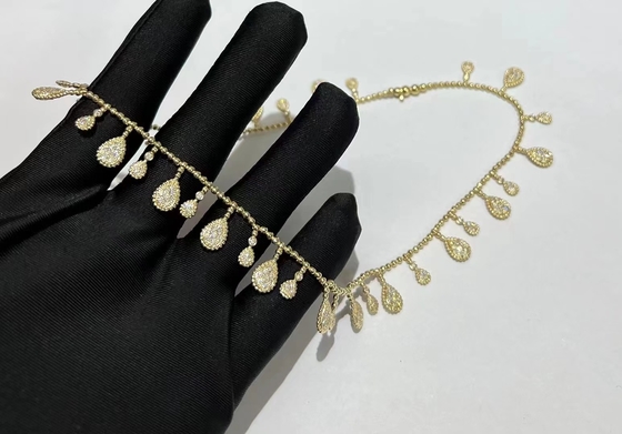 Customized 18K Gold Diamond Necklace Kuning Emas Ular Bohemian Necklace