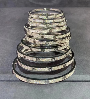 18 karat gelang emas perhiasan mewah perhiasan berlian penuh berlian cinta gelang tipis