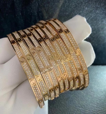 Perhiasan Custom China pabrik Brand Full Diamond Cinta Gelang 18k Emas Gelang Perhiasan