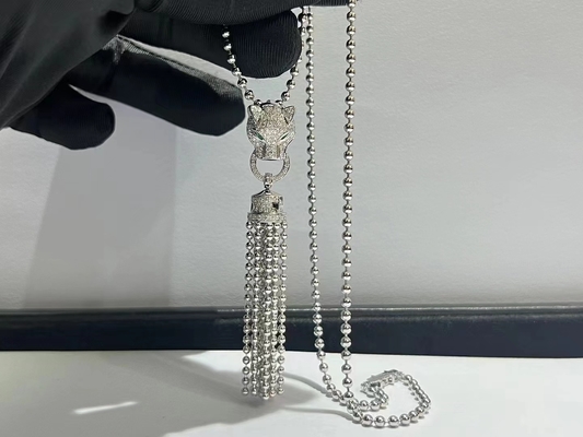 Brand 18K White Gold Emeralds & Diamonds Panthère de Brand Kalung