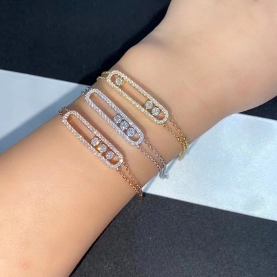 3 Diamonds Movable AU750 Gold Move Bracelet 18K Yellow Gold Diamond Bracelet