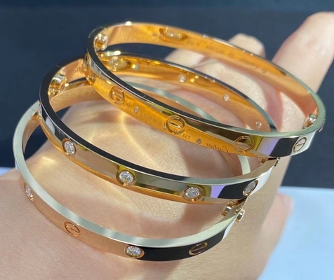 Unisex 18k Perhiasan Emas Ulang Tahun Perkawinan Hk Setting Bangle