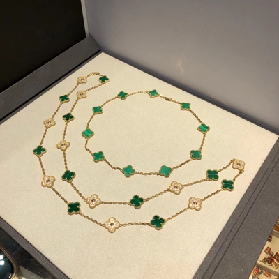 18k emas berlian Perhiasan Merek Custom Empat Daun Clover gelang