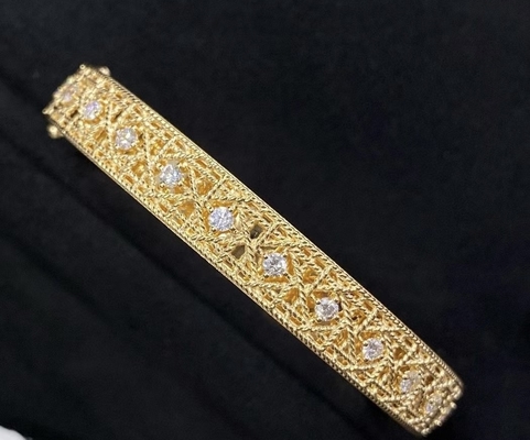 Finish Polished 18K Gold Diamond Bracelet Prong Setting Master Perhiasan Supplier