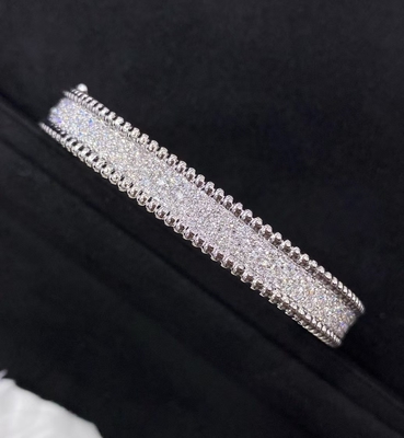 PerléE Diamonds Bracelet, 3 Baris, Medium Model 18K White Gold, Perhiasan Berlian Tinggi
