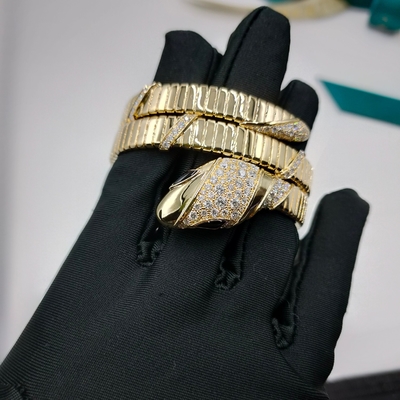 18K Gold Luxury Diamond Bracelet Serpenti Two-Coil 18 Kt Yellow Gold Bracelet Set Dengan Demi Pavé Berlian Dan Mata Onyx Hitam