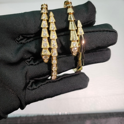 18k Gold Diamond One-Coil Serpenti Viper Bracelet Bulgari Perhiasan Tinggi