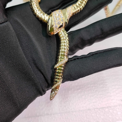 Serpenti 18 Kt Kuning Kuning Kalung Set Dengan Demi Pavé Berlian Dan Mata Onyx Hitam