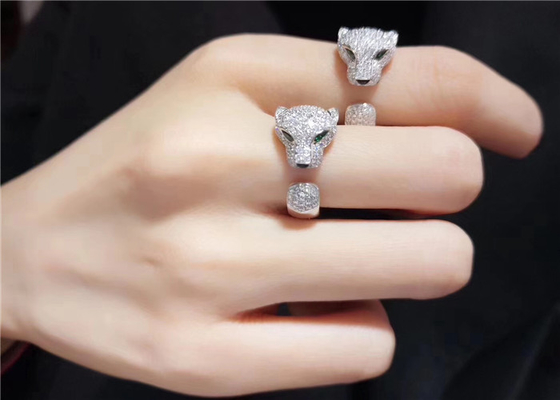 Emas Putih 18k 137 Berlian Panther De Brand Cincin Wish Perhiasan Cina