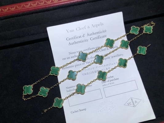 Elegant 18K Gold Custom Brand Vintage Kalung Dengan 10 Malachite Hijau