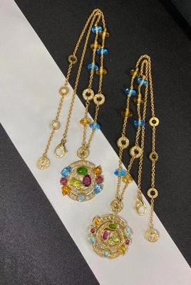 18k Yellow Gold Geometric 16,7 Inch Astral Pendant Kalung