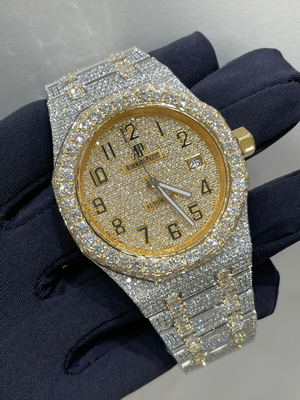 Skeleton Men Lab Diamond Wrist Watch Swiss Moment Moissanite Dipotong Iced