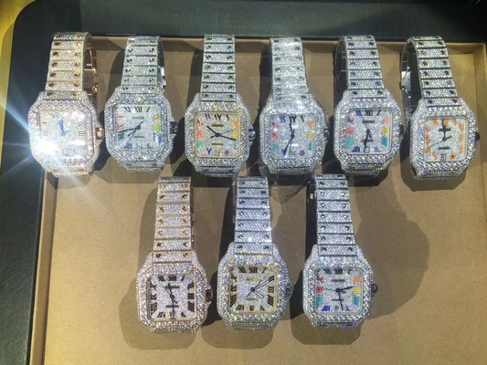 Hip Hop Iced Out Lab Diamonds Dial Besar Vvs Moissanite Watch