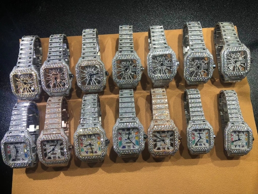 Desain mewah Hip Hop Iced Out Lab Berlian Moissanite Jam Berlian