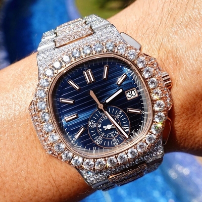 Hip Hop Mewah Iced Out Bling Bling Jam Tangan Untuk Pria Moissanite Diamond
